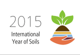 Logo for IYS - Internation Year of Soils 2015 - a hand holding a plant growing out of various layers of soil